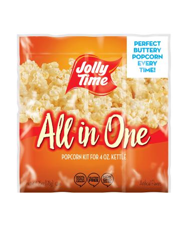 JOLLY TIME All in One Popcorn Kit, Portion Packets with Kernels, Oil and Salt for Movie Theater or Air Popper Machines (24 pack, 4oz Kettle) 6.25 Ounce (Pack of 24)