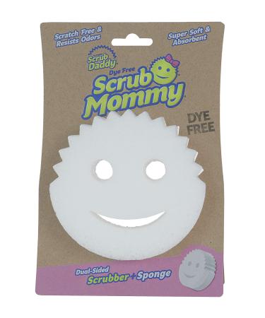 Scrub Daddy Dual-Sided Sponge and Scrubber- Scrub Mommy Dye Free - Scratch-Free Scrubber for Dishes and Home, Odor Resistant, Soft in Warm Water, Firm in Cold, Deep Cleaning, Dishwasher Safe, 1ct 1 Count (Pack of 1)