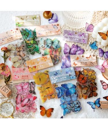 Knaid Butterfly Stickers Set - 320 Transparent Colorful Resin Decals for Scrapbook, Journal, and Crafts - Buy Online on SooperMarket.com