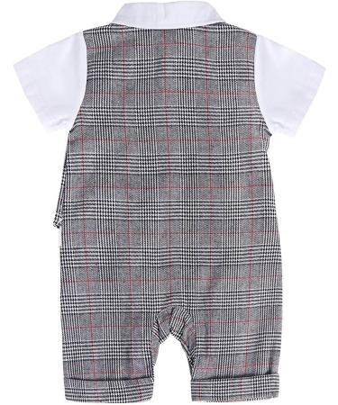 AmzBarley Baby Boys Gentleman Suit Set | Grey Tuxedo Rompers | 12-18 Months - Buy Online on SooperMarket.com