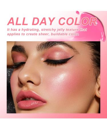 2PCS Cooling Water Jelly Lip Tint & Blush - 3-in-1 Cheek & Lip Makeup - Chill Poppy Pink Stain Gloss - Buy Online on SooperMarket.com