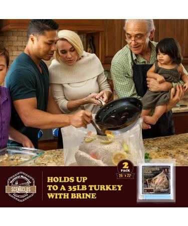 2 Pack Extra Large Turkey Brining Bags with Double Zippers - 35 lb Capacity, Includes Strings and Clips - Ideal for Turkey, Chicken, Beef, Pork - Buy Online on SooperMarket.com