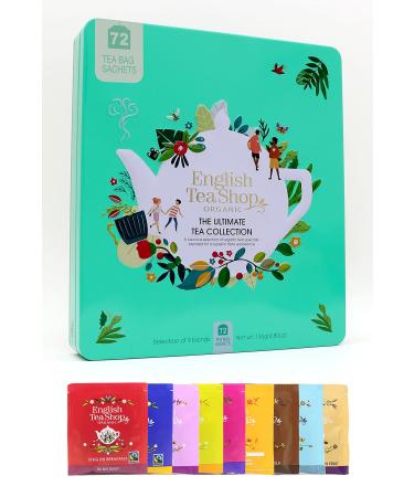 English Tea Shop Ultimate Tea Collection Gift Tin 72 Fairtrade & Organic Tea Bags 9 Delicious Tea Flavours