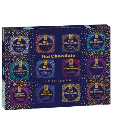 Hot Chocolate Gift Box Selection 12pk - Gift Set with Gingerbread & Marshmallow Classic & Tempting Assorted Deliciously Flavours in package- 180g