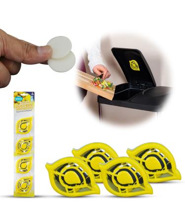 HOVUK trash can freshener fragrance-air freshener odor remover for kitchen waste buckets swing pedal air dent self-adhesive (4 pieces lemon waste bucket (yellow color)) ... 4 pieces lemon container (yellow color)