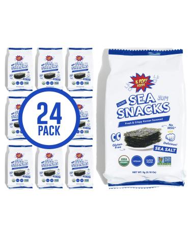 KPOP Sea Snacks - Premium Seaweed Snacks, 5 grams, Lightly Salted Roasted Seaweed - Korean Snacks, Vegan Snacks, Certified Organic, Verified Non-GMO, Gluten Free Seaweed Snack Packs from KPOP Foods (24 Pack) 0.18 Ounce (Pa