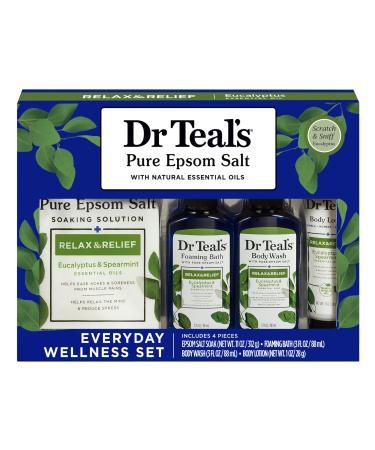 Dr Teal's Relax & Relief Bath Gift Set Eucalyptus & Spearmint Essential Oil 4 Piece