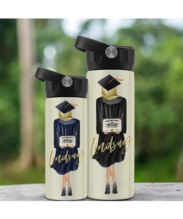Graduation Gifts for Her  Personalized Water Bottle for Women - 14 or 20 Oz - Custom Hair Styles  Hood & Skin Color - Custom Graduation Gift w/ Name & Text  High School  College  Class of 2022 Gifts GRADUATION WATER BOTTLE - Buy Online on SooperMarket.com