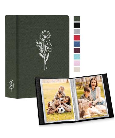 Lanpn Photo Album 10x15 50 2 Packs Small Mini Linen Insert Album for Portrait Format Photos Pictures Green 50 Photos/2PK Green