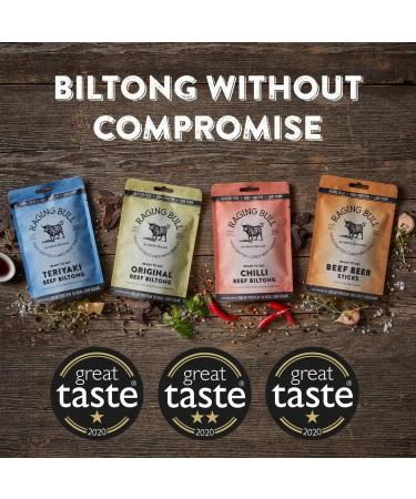 Raging Bull 1kg Biltong and Droewors Combo - 2 x 250g Original Beef Biltong & 2 x 250g Original Beef Droewors - High Protein Snacks - Grass Fed Beef Drowers - Low Carb Keto Snacks - Beef Sticks Original Biltong & Droewors - Buy Online on SooperMarket.com
