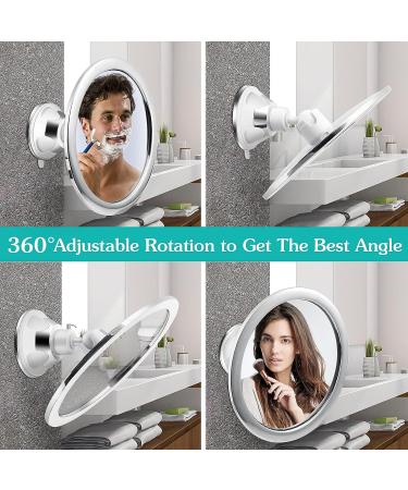 Fogless Shower Mirror with 360 Rotation Suction Cup | Fog-Free Bathroom Makeup/Shave Mirror with Holder | Adjustable Arm, Shatterproof & Rust-Resistant - Buy Online on SooperMarket.com