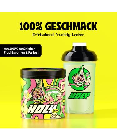 Holy Energy Gaming Booster 'Lemon Lizard' | Vegan Focus Drink Powder | 50 Portions with Newcaff & Green Tea Extract | Natural Lemon & Cucumber Flavor - Buy Online on SooperMarket.com