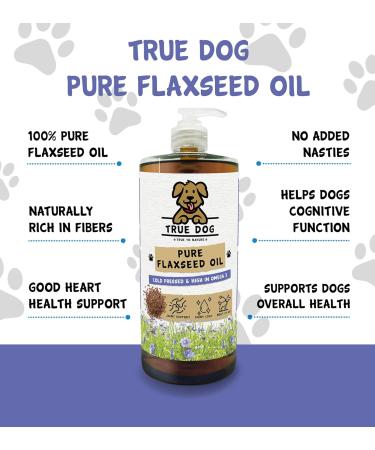 True Dog Flaxseed Oil for Dogs - Natural Omega 3 Supplement for Dogs & Cats - Linseed Oil - Joint Skin & Coat Support (500ml) - Buy Online on SooperMarket.com