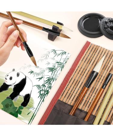 10-Piece Chinese Calligraphy Brushes Set with Bamboo Holder - SUNJOYCO Painting Writing Brush for Kanji Japanese Sumi Drawing, Watercolor Art Brushes for Beginners - Buy Online on SooperMarket.com