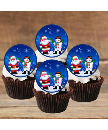 PRECUT Christmas Santa Snowman Cupcake Toppers Christmas Edible Cake Decorations Snowman Cake Toppers Xmas Cupcake Decoration Santa Cup Cake Topper (12) - Buy Online on SooperMarket.com