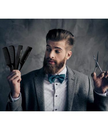 Phoetya 4-Piece Wide Tooth Comb Set for Men - Professional Styling, Heat Resistant, Anti-Static, Detangling - Black - Buy Online on SooperMarket.com