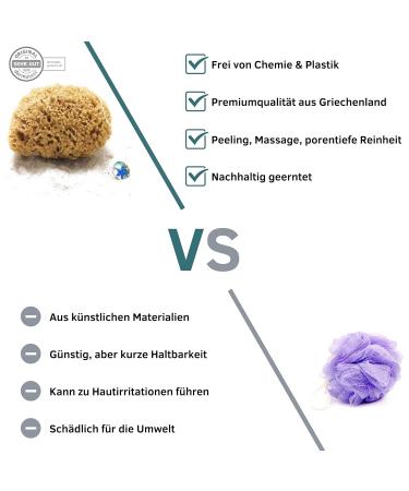Tom & Pat Natural Bathing Sponge with Cordel | Premium Quality Shower & Peeling Sponge from Greece - Dermatest Rated Very Good (15-16 cm) - Buy Online on SooperMarket.com