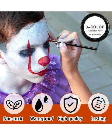 Buy EB okuup 3 Set Face Body Paint - Black White Red Clown Makeup Kit | Joker Halloween Cosplay & Special Effects | International Shipping Available - Buy Online on SooperMarket.com
