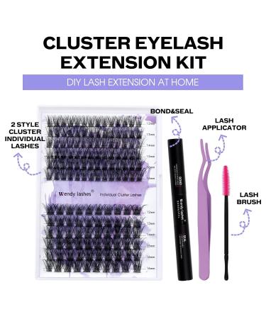 DIY Lash Extensions Set - Cluster Lashes with Eyeholder Bond & Seal - C3+C9-C Curl (12-16mm) Kit for At-Home Application - Buy Online on SooperMarket.com