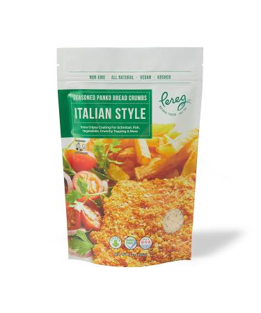 Pereg Italian Style Panko Bread Crumbs - 9 Oz - Italian Seasoning - Natural Ingredients - Breadcrumbs for Coating & Stuffing - Crispy Coating for Schnitzel, Vegetables, Seafood, Poultry, Meat - Kosher