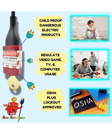 Roride 2 Electrical Power Cord Plug Lock - OSHA Approved Safety Device for Machinery & Tools - Childproof Lock for Baby, Toddler, Teen Safety (Red) - Buy Online on SooperMarket.com