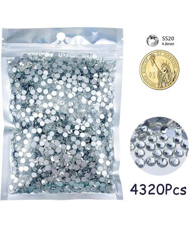 4320Pcs SS20 Clear-Crystal Flatback Rhinestones Bulk for DIY Crafts - 5mm Silver Gems for Nails, Dance Costumes, Clothes, Shoes, Tumblers - Wholesale Glass Diamonds Stones - HINABTRU - Buy Online on SooperMarket.com