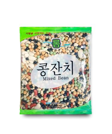 ROM AMERICA 6 Assorted Mixed Beans Premium Variety for Soup, Stews, Chili, Salads - Black Bean, Garbanzo Bean (Chick pea), Black Eyed Pea, Lima Bean, Red Kidney Bean, Green Pea   - 2 Pound (Pack of 1) 2 LB