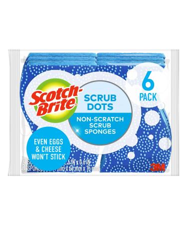 Scotch-Brite Scrub Dots Non-Scratch Scrub Sponges, Sponges for Cleaning Kitchen, Bathroom, and Household, Non-Scratch Sponges Safe for Non-Stick Cookware, 6 Scrubbing Sponges 6 Scrub Sponges