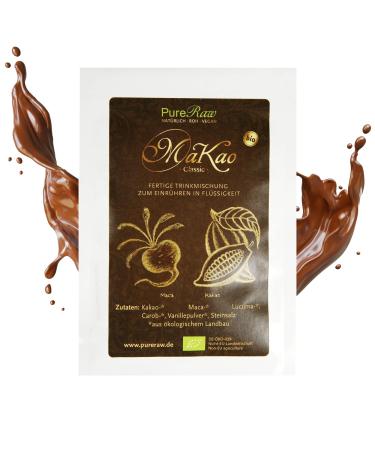 Makao classic cocoa maca lucuma carob (organic raw vegan) drinking chocolate without sugar coffee substitute hot chocolate chocolate chocolate superfood beverage powder - hot chocolate cacao drink powder |PURERAW 8G Makao Classic 8 G (1 Pack)