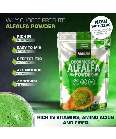 Organic Alfalfa Powder 250g Support Energy and Stress Vegan Keto Green Superfood Supergreen Raw Natural Alfalfa Powder Juice Shots PROELITE - Buy Online on SooperMarket.com