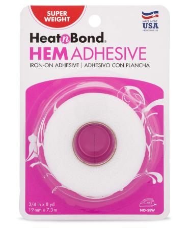 HeatnBond Hem Iron-On Adhesive, Super Weight, 3/4 Inch x 8 Yards, White White Iron-On Adhesive