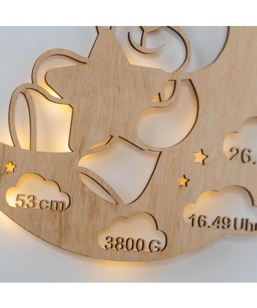 LAUBLUST Night Light Bear in the Moon - Personalized Baby Gift for Birth & Baptism - LED Natural Lighting for Kids - Buy Online on SooperMarket.com