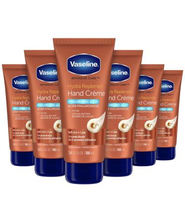 Vaseline Intensive Care Hand Cr me Moisturizer for Dry Hands Hydra Replenish Made with hyaluronic acid vitamin B3 and cocoa butter 3.4 Fl Oz (Pack of 6)