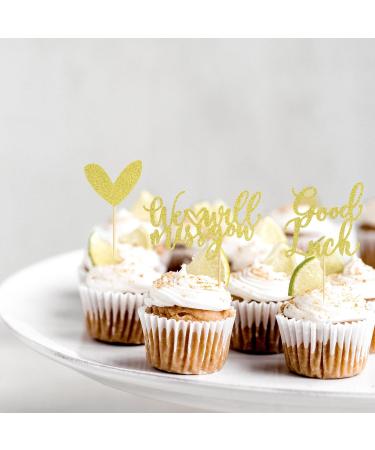 Arthsdite 24Pcs We Will Miss You Cupcake Toppers Glitter Red Love Heart Good Luck Cupcake Picks Retirement Theme Going Away Party Cake Decorations - Gold Glitter Gold Cupcake Toppers - Buy Online on SooperMarket.com