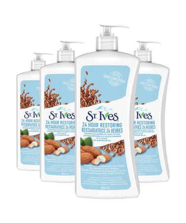 St. Ives Restoring Almond & Flaxseed Oil Body Lotion 4 x 600 mL 600 ml (Pack of 4)