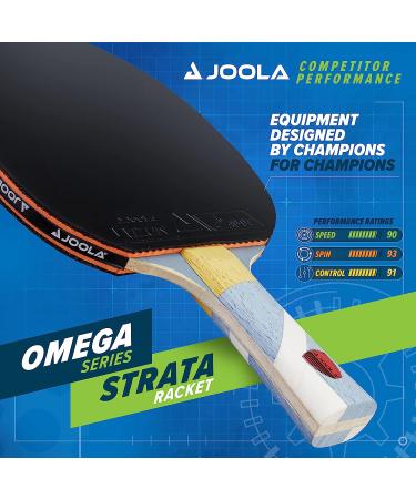 JOOLA Omega Strata Table Tennis Racket - Tournament Level Ping Pong Paddle with Flared Handle and Vizon Rubber - Light Blue - Buy Online on SooperMarket.com
