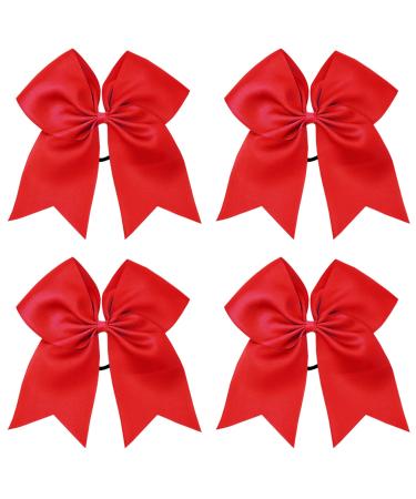 4 Pieces Ponytail Holder Cheerleading Girls Bow Hair Bows Cheering Large Bow Headband Jumbo Ponytail Elastic Hair Band Bowknot Hair Bands Headpiece (Red)