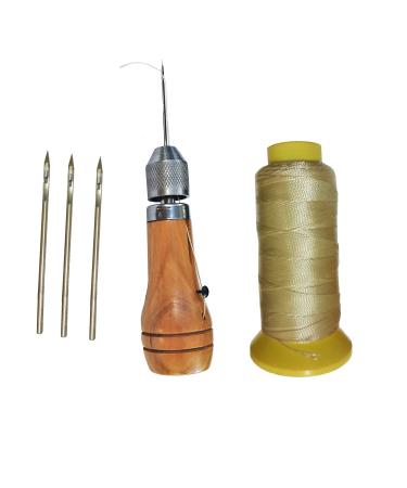Swift Stitch Hand Sewing Awl Kit Leather Canvas Repair Saddles Coat Seat (Non-Waxed Beige Thread)