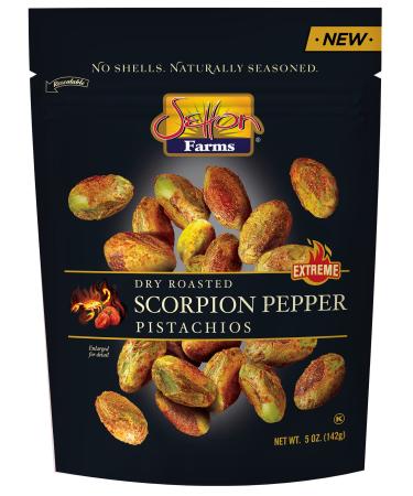Setton Farms Pistachios, Scorpion Pepper Extreme Flavor, Naturally Seasoned, Dry Roasted No Shell, Non-GMO Project Verified, Gluten Free, Vegan, Kosher, 5 Oz