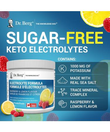 Dr. Berg Electrolytes Powder No Sugar - Enhanced w/ 1000 mg of Potassium & Real Sea Salt - Zero Sugar Electrolyte Powder - Raspberry & Lemon Flavor Hydration Powder Electrolytes - 50 Servings - Buy Online on SooperMarket.com