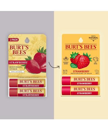 Burt's Bees Strawberry Lip Balm 2 Pack - 100% Natural Moisturizing Lip Care - Buy Online on SooperMarket.com