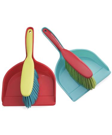 Home Essential 2 Packs - Junior Kids Mini Size (5.88'' x 10.25'') Heavy Duty Dustpan with Hand Brush for Sweeping and Cleaning of Kitchen Office Table-top Car