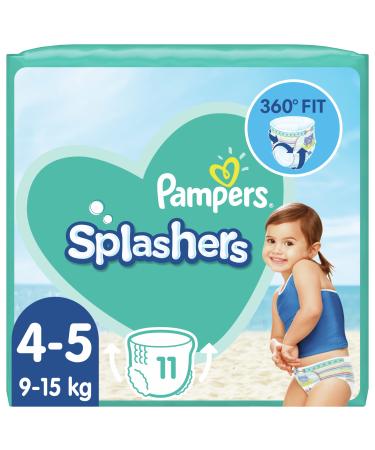 Pampers Splashers Size 4-5 11 Disposable Swim Nappies 9-15 Kg for Secure Protection in The Water