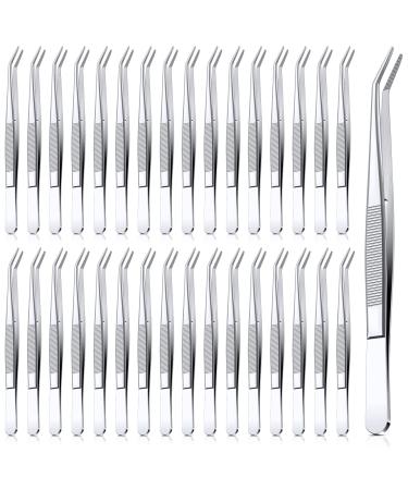 Stainless Steel Tweezers with Curved Serrated Tip Multipurpose Tweezers Sewing Machine Tweezers Forceps Tweezers for Craft (32  Silver) 32 Silver