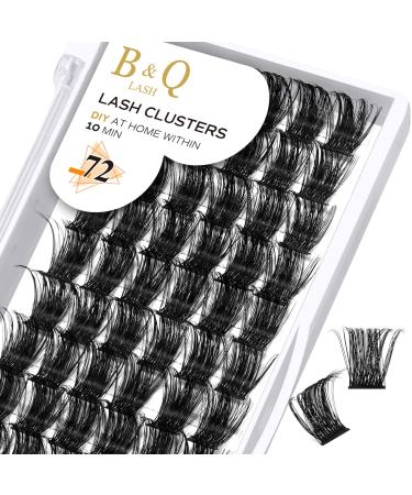 Cluster lashes 72 Clusters B&Q Lash Clusters D Curl Individual Cluster Lashes Natural Eyelash Clusters DIY Lash Extensions Soft Fluffy Cluster Eyelash Extensions (UK-FD-B07-D-10) D-10 mm B 07