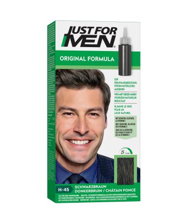 Just For Men Hair Dye Gel Dark Brown Black Hair Dye Hair Colour Men Covers Only Grey Hair and Restores the Original Colour for a Natural Look H45 H45 - black brown 1 count (Pack of 1)