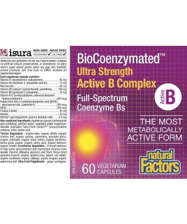 Natural Factors - Ultra Strength Active B Complex 60 v-caps - EnviroSimplex Processed Plant Extracts BioCoenzymated - Buy Online on SooperMarket.com