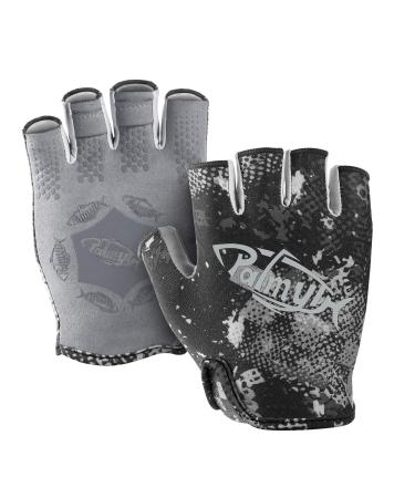 Palmyth Stubby UV Fishing Gloves Sun Protection Fingerless Glove Men Women UPF 50+ SPF for Kayaking, Paddling, Canoeing, Rowing, Driving Black Camo Medium