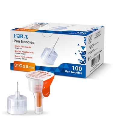 FORA Comfort Insulin Pen Needles (31G 6mm) Universally applicable 100 pack