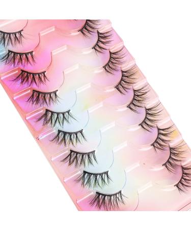 MilyBest Half Lashes: 10 Pairs Short Faux Mink Cat Eye 3D False Eyelashes for Sweet Date | Natural Look, Wispy & Fluffy Soft | 7-14MM - Buy Online on SooperMarket.com